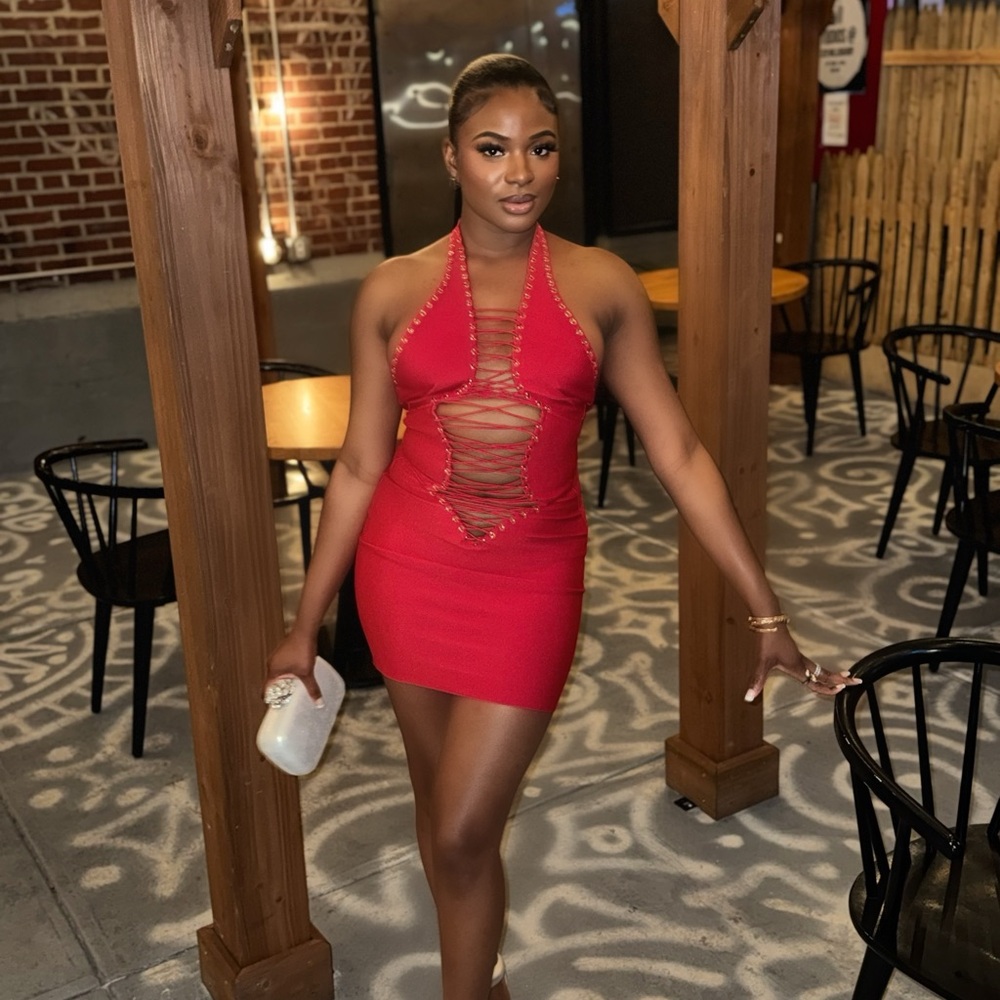 Fashion Nova Bold Red Backless Dress